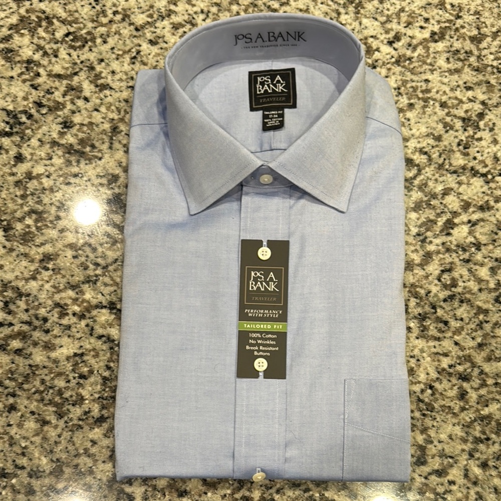 Jos. A. Bank Blue Dress Shirt with Pointed Collar - Never Worn